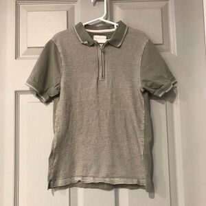 Denim & Flower Ricky Singh Boys 8 128CM Gray Green Quarter Zip Short Sleeve Polo